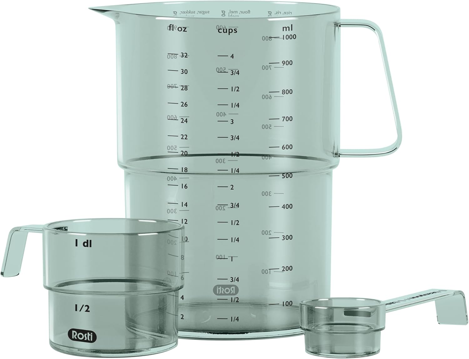 Rosti 25895-CN Measuring Cup Set, Set of 4, Nordic Green
