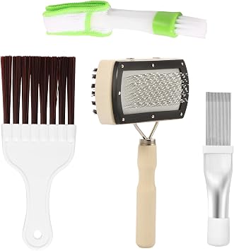4Pcs AC Coil Cleaner Brush, Double Sided Air Conditioner Condenser Fin Cleaning Brush, Refrigerator Coil Cleaning Supplies, Air Evaporator Radiator Blade Comb Repair Tool for Home Fridge