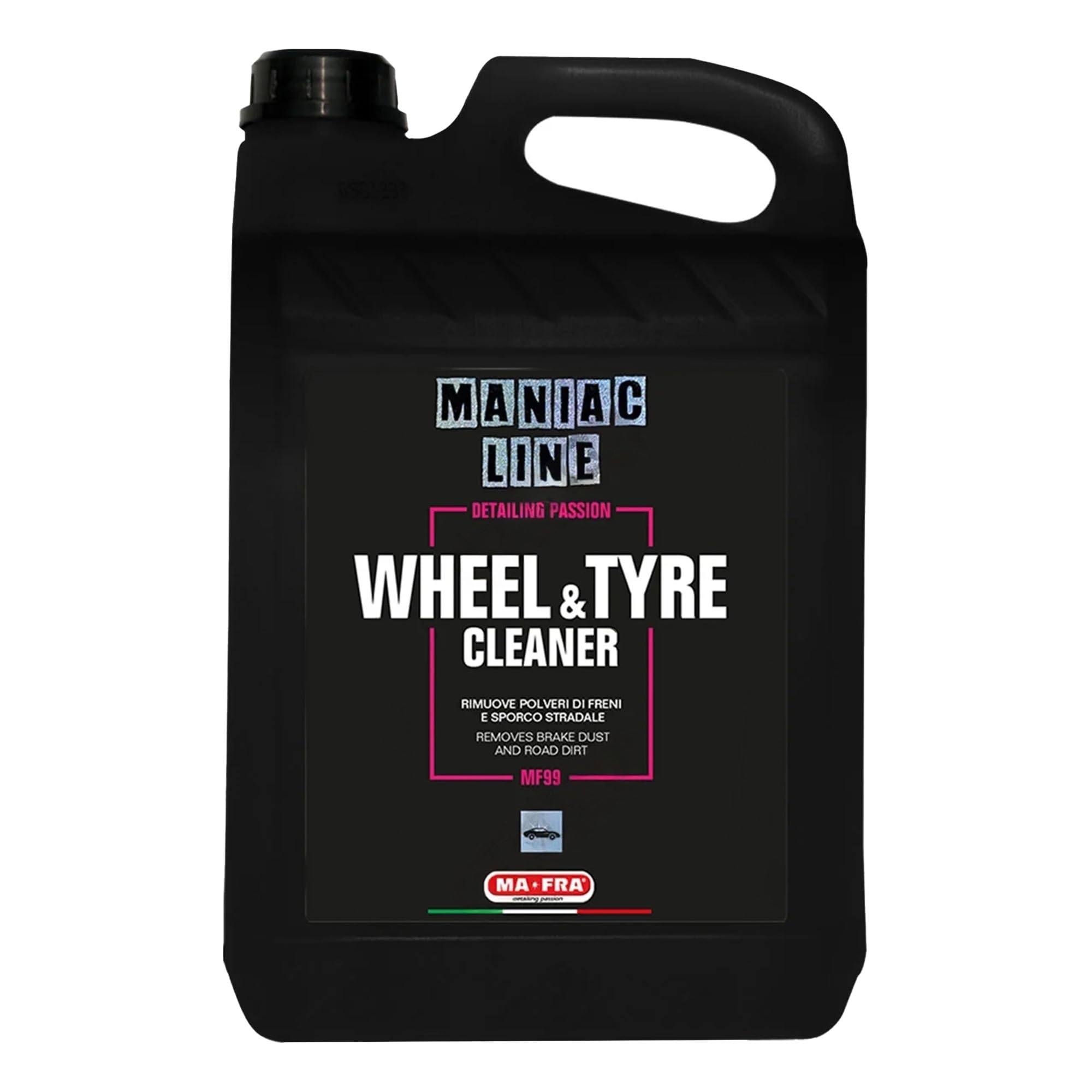 Mafra, Maniac Car Detailing Line, Wheel & Tyre Cleaner, Detergente 2in1, Rimuove Polvere di Freni e Sporco Stradale dai Cerchi in Lega e Gomma, 4500ml
