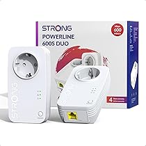 STRONG AV600Mbps Kit Powerline con Pass-Through, Presa Integrata, Ripetitore Powerline Ethernet HomePlug AV2, Plug & Play, Compatibile con Router, Modalità Risparmio Energetico, Porta LAN 100Mbps