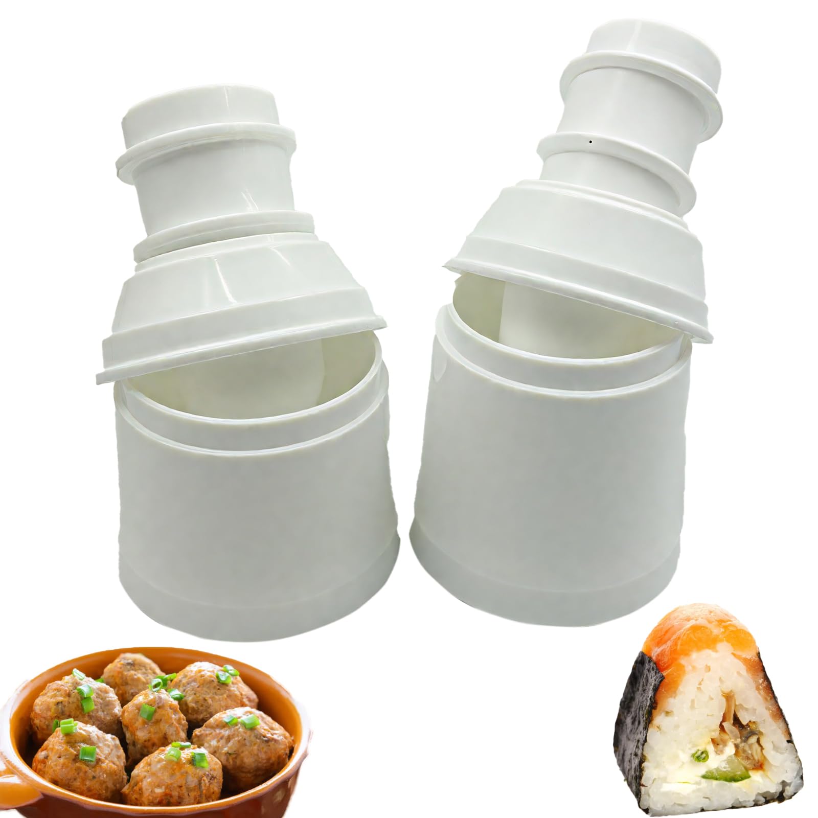 Lot de 2 moules onigiri forme 3 en 1 pour boulettes de riz, poisson et wonton sushi