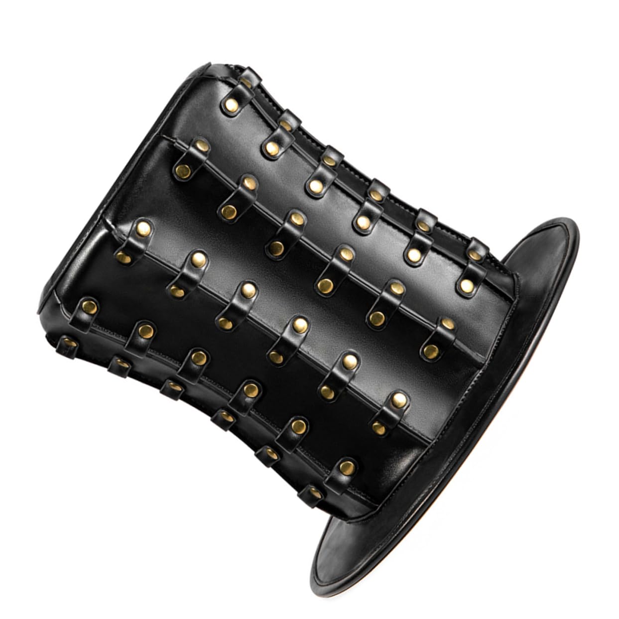 Punk Leder Hoher Zylinder Hut mit Nieten für Halloween Party Kinder Einfach zu Reinigen Schwarz Modisches Design für Lustige Auftritte