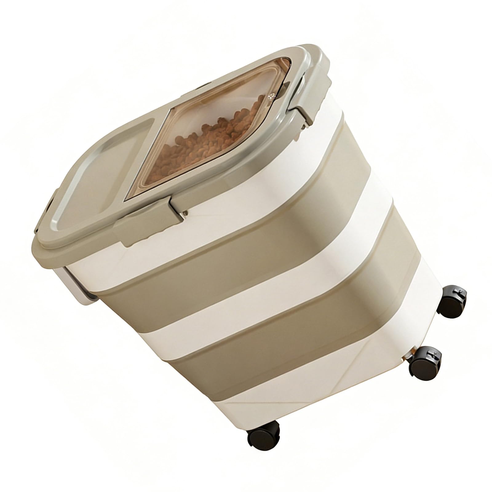 Hsioluted Compact Expandable Cereal Container with Two Rubber Seals and Pellucid Space Saving Foldable Container