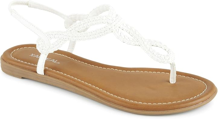 XAPPEAL Akia - Womens Braided Ankle Strap Gladiator Thong Flip Flop Sandals