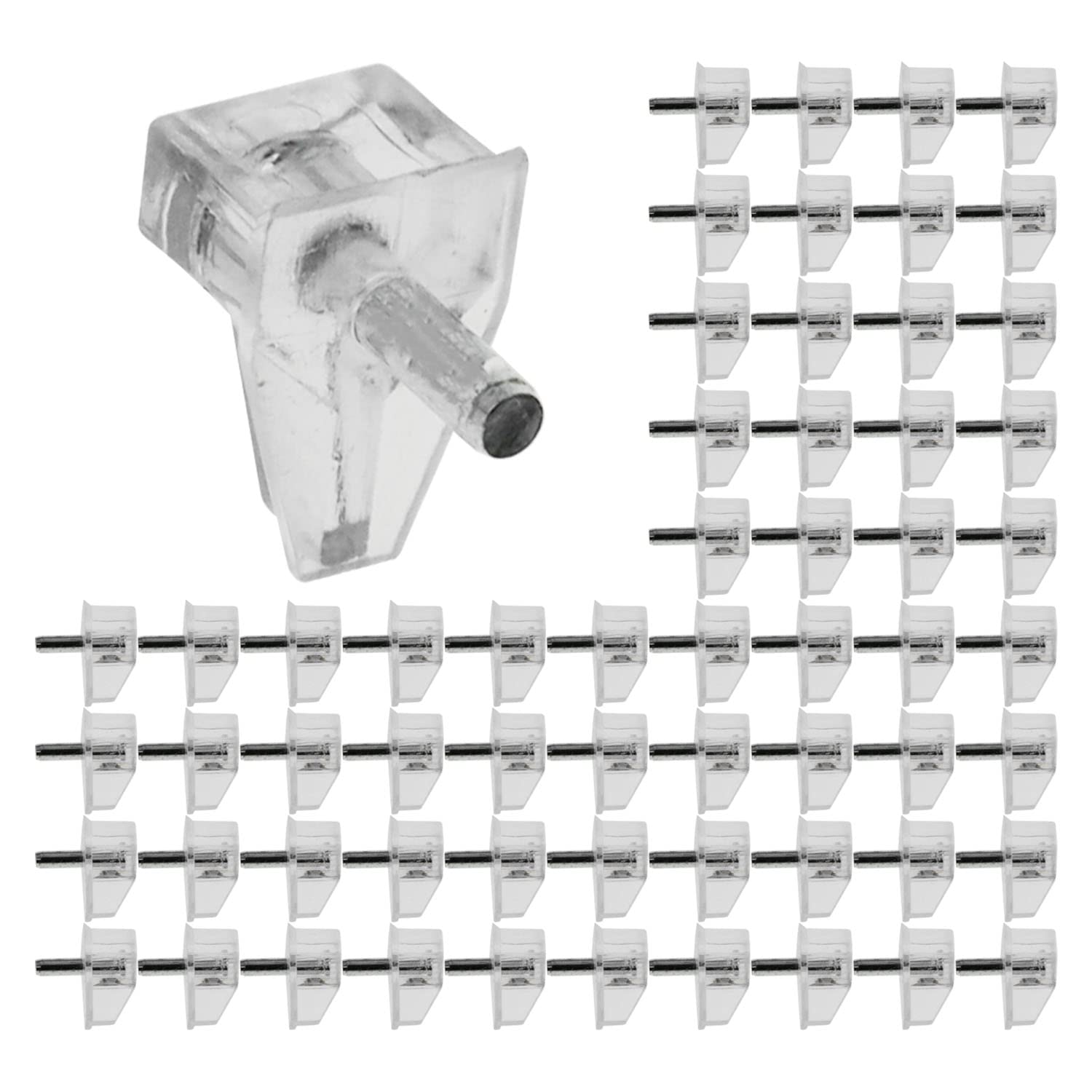 Shelf Support Peg MEETOOT 60pcs Transparent Plastic 1/8" Shelf Supports Studs with Steel Pins Kitchen Cabinet Shelf Pegs