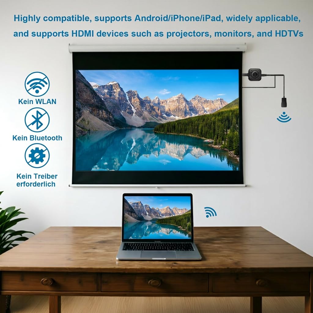 Miracast Wireless HDMI Dongle HD Wireless HDMI Adapter 1080P Screen Mirroring Diaplay Streamer Adapter für Miracast/DLNA/Air Play für Windows, Android, iOS, Laptop und Smartphone