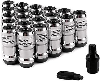 Wheel Lug Nut M12 X1.5 Or M12 X1.25 Authentic Acorn Racing Lug Wheel Nuts Screw 20PCS Car Replacement for Volk Wheel Nut Caps (Color : Black, Size : M12x1.5)