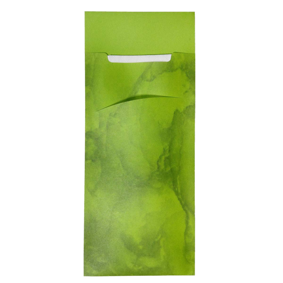 520 Bestecktaschen mit Serviette apfel-grün marmoriert 20 cm