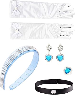 Girls Costume Accessories Princess Dress Up Kids Cosplay Headband Crown Choker Glove Set Halloween Party