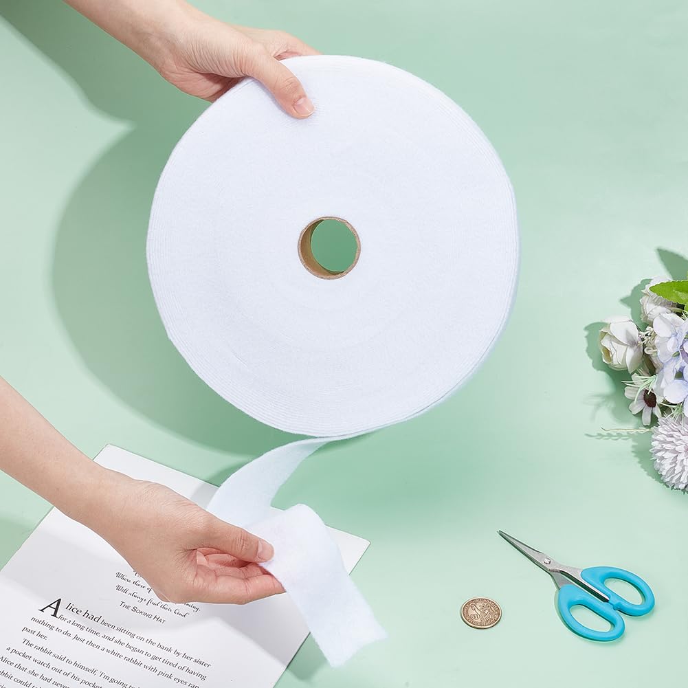 BENECREAT Ovatta di Cotone Agugliata da 35 m, Rotolo di Imbottitura in Misto Cotone da 5 cm, Feltro Ad Ago da Ricamo per Trapunte Artigianali Fai-da-Te, Tappeti Ad Aghi, Borse, 0.9 mm di Spessore