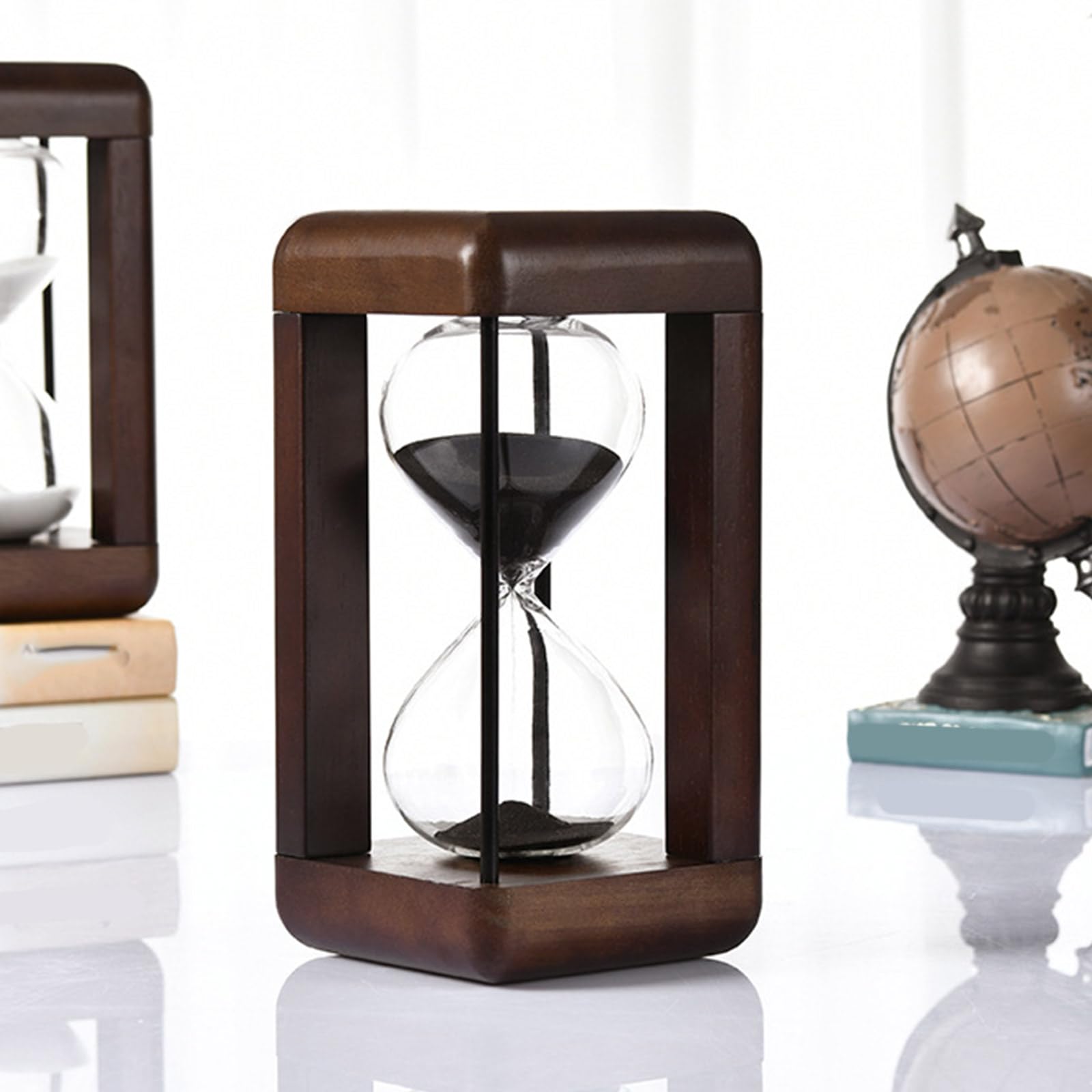 Moderno reloj de arena de 30/60 minutos, reloj de arena grande de madera con arena negra y blanca para actividades cronometradas y decoraciones, temporizador de estudio para estudiantes