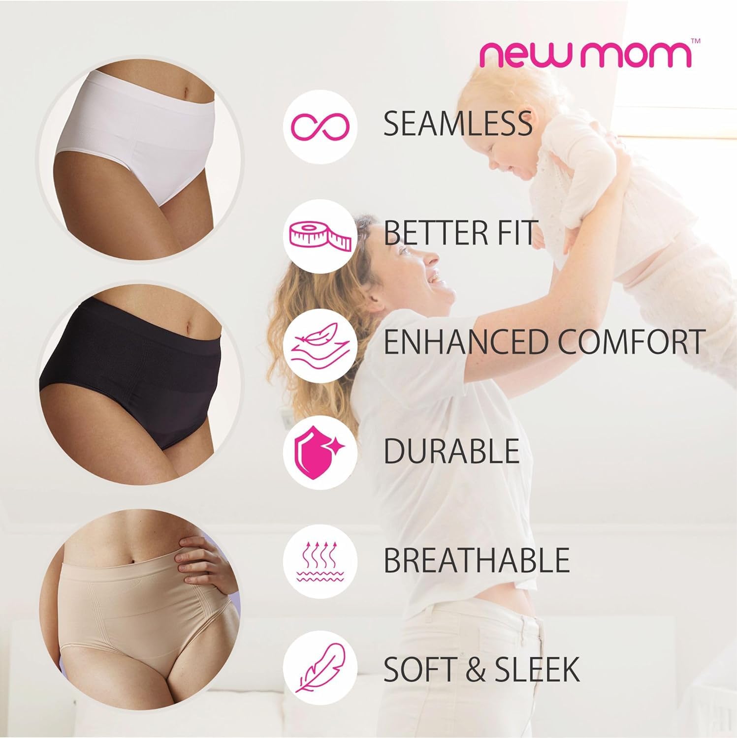 NewMom Caesarean Panty – White-Black (M) Pack of 2 - Image 8 thumbnail