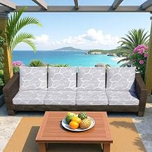 Highdi Funda Cojin Exteriores Elástico, 8/12 Unidad Fundas Cojin Antimanchas, Plantas Tropicales en 3D Cushion Covers Lavable, Cushion Slipcovers para Patio Jardin (Gris-1,12 Unidades)