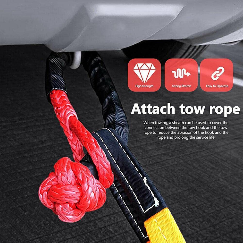 Corde synthétique à manille souple de 41000lb, sangle de manille de remorquage robuste tout-terrain 4x4 avec manchon de protection pour camion Jeep SUV Corde synthétique à manille souple de 41000lb, sangle de manille de remorquage robuste tout-terrain 4x4 avec manchon de protection pour camion Jeep SUV