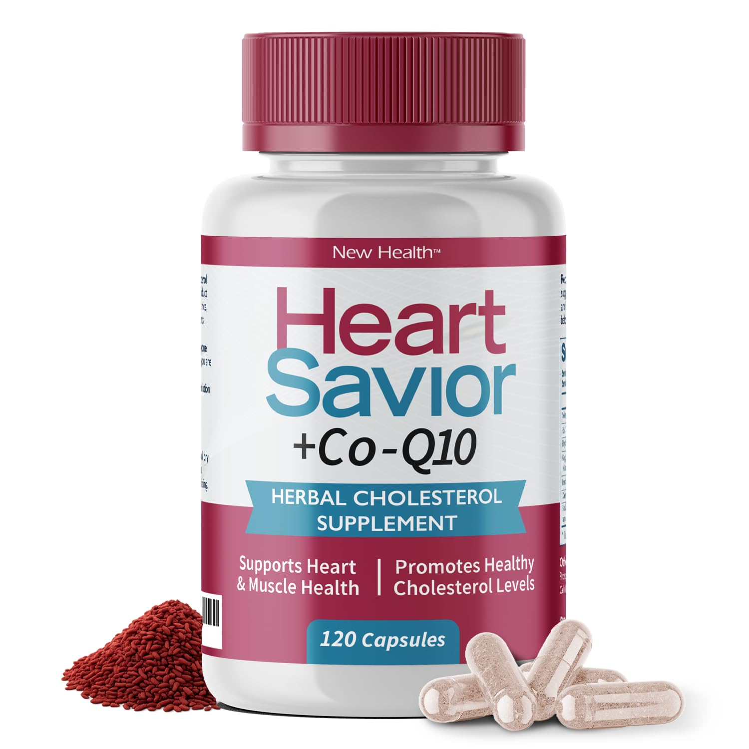 Natural Supplement with CoQ10, Red Yeast Rice, Niacin, Policosanol and Guggul. The Natural Way. by New Health Plus 60 MG Co-Q10 (120 caps)