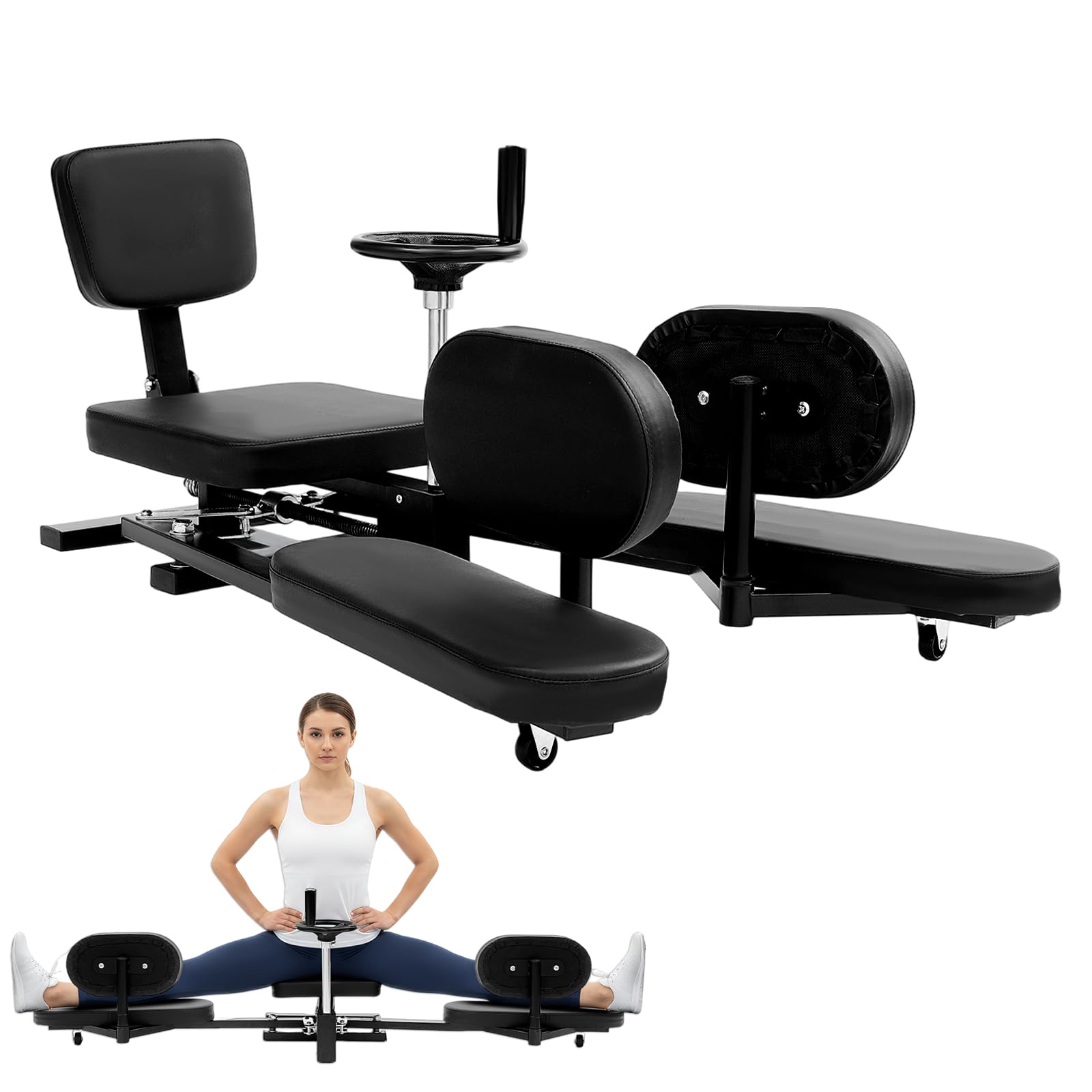 lieroda Leg Stretcher Machine, 0-210° Adjustable Split Trainer with Padded PU Seat and Backrest, Max 220 lbs Load, for Ballet Yoga Martial Arts Gymnastics at Home