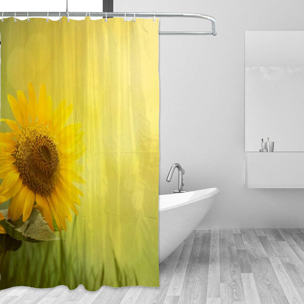 Rideau de douche étanche anti-éclaboussures motif tournesol en polyester