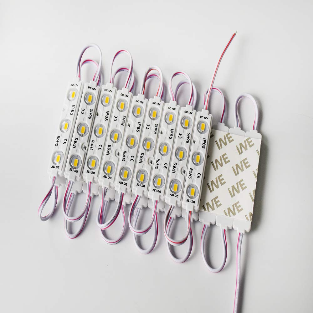 LED Module, 3000K LED Decorative Light 20pcs 9.8Ft 5730SMD 150LM Per LED Module Lights Decorative Light for Letter Sign Advertising Signs with Tape Adhesive Backside (Warm White Light)