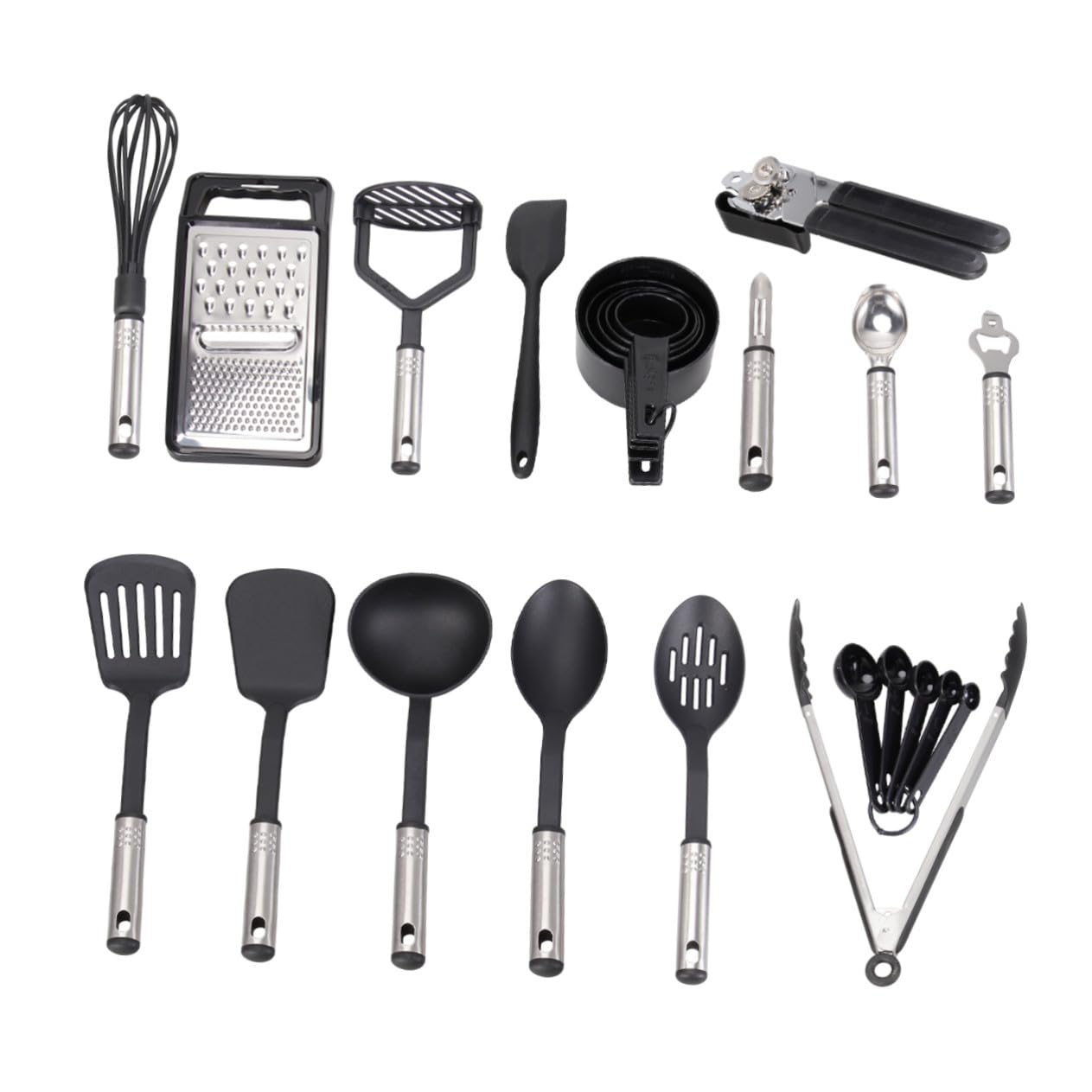 Cabilock Juego de Utensilios de Cocina Seguro Sartenes Antiadherentes Antiadherentes 24 Piezas de Acero Inoxidable Cocina Diaria