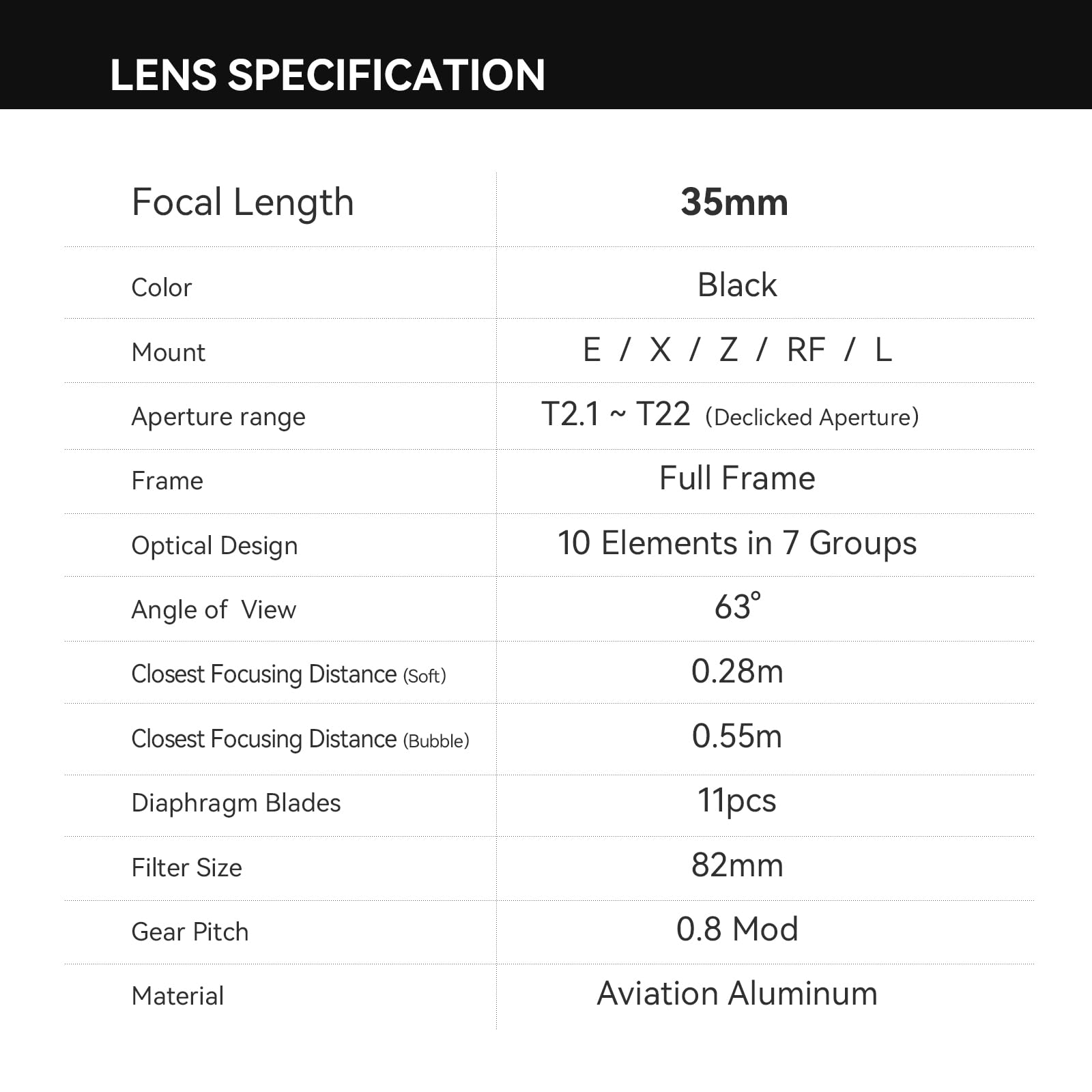TTARTISAN Objectif double Bokeh Cine T2.1 35 mm compatible avec Canon RF Mount Full Frame Mise au point manuelle Objectifs d'appareil photo sans miroir (35 mm, monture RF)