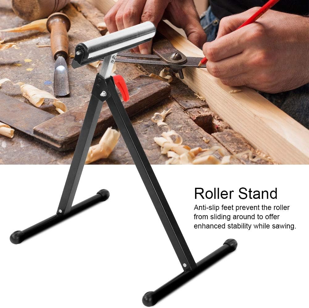Adjustable Heavy Duty Roller Stand Workload Support Saw Bench Tool, Compact Storage Steel Tube Workbench 40-90kg Capacity with Non Slip Feet for Woodworking