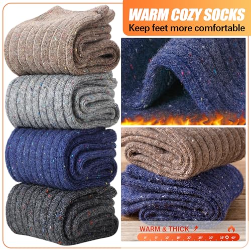 Image of Sandsuced 5 Pack Merino Wool Boot Hiking Socks for Women Warm Winter Thick Thermal Cozy Work Soft Ladies Socks