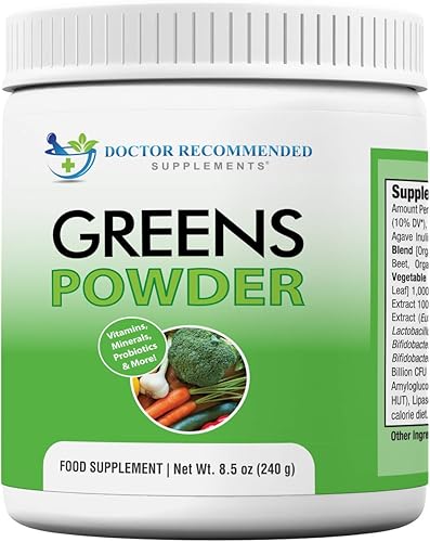 Greens Powder,suplemento nutricional y natural completo recomendado por doctores, bebida verde cfrutas, verduras., paquete de de 1, 1