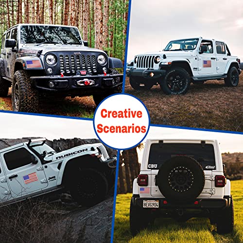 Image of Embossed 3D Metal American Flag Car Stickers and Decals (1 Pair), 5 inch x 3 inch US Flag Patriotic Emblem for Cars, Truck, Motorcycle, 4th of July Support US Military