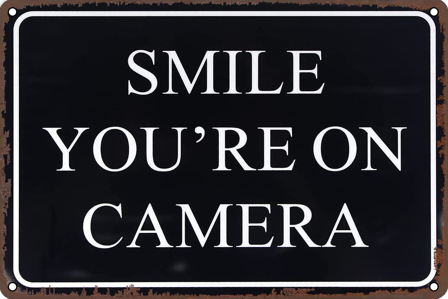 Bctxxa Metal Signs Smile Your on Camera Signs Video Surveillance Sign for Home Yard Outdoor Road Wall Decor Retro Metal Tin Sign 8X12 inches
