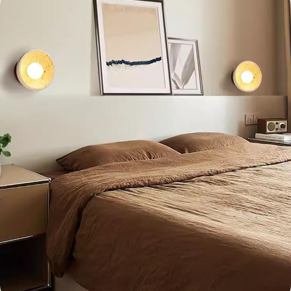 Pantalla de lámpara de pared personalizada en forma de cuenco, aplique de pared de mármol de estilo japonés, lámpara de pared de montaje empotrado de una sola cabeza, luz de pared de fuente