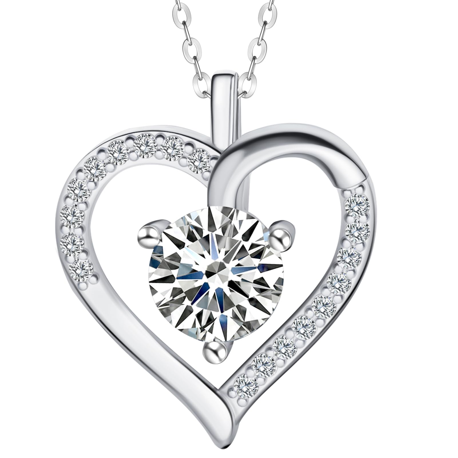 DEZZLIN Moissanite Necklace for Women, 1 Carat Heart Moissanite Pendant with 925 Sterling Silver Necklace, Anniversary Birthday Christmas Valentines
