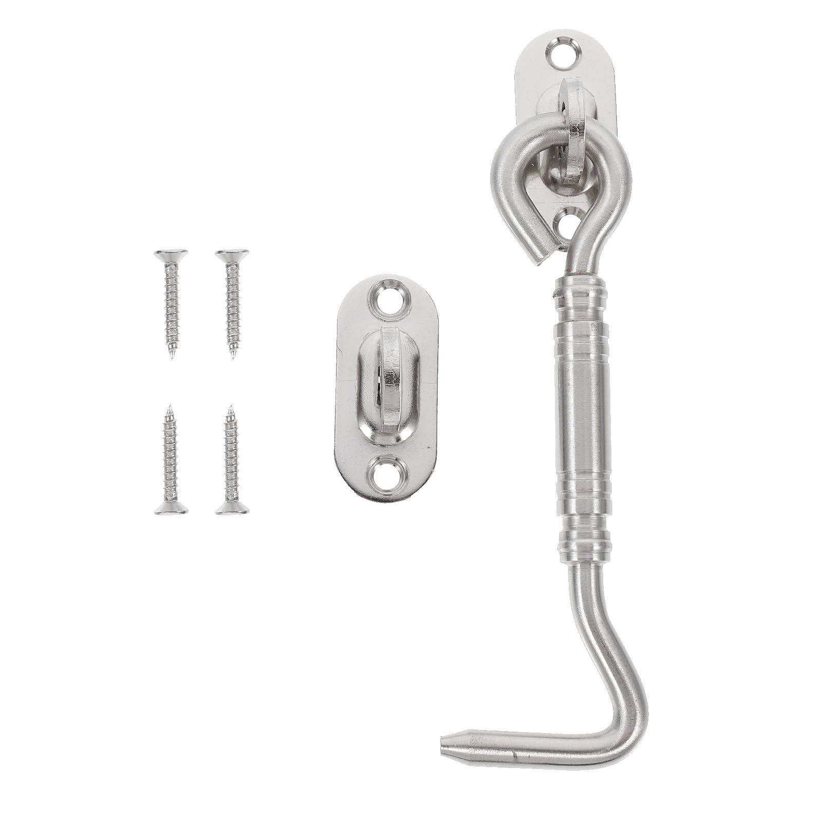 Heavy Duty Stainless Steel Barn Door Latch with Hook Lock for Sliding Gates Garage and Shed Doors – Silver Lock for Home and Garden Security