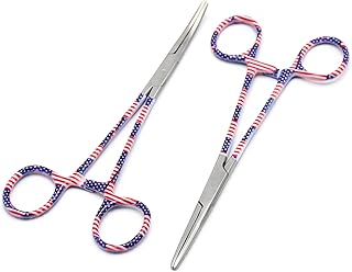LAJA Imports 2 pcs Set of American Flag Pattern Hemostat Forceps 6.25