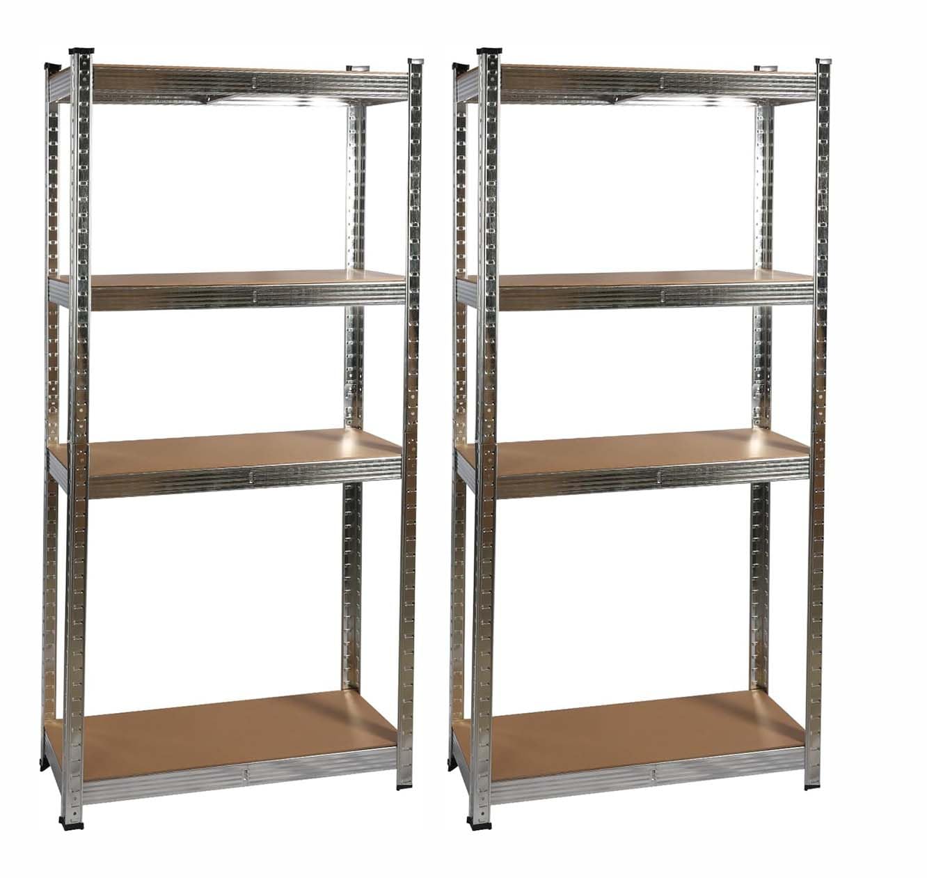 COZYBRITE Garagenregal, 4 Etagen, Robustes Schuppen, Lagerregal, Metall, schraubenlos, 175 kg pro Regal, 700 kg Tragkraft, für Lager, Werkstatt, Büro (90 x 45 x 180 cm) (2er-75x30x150 cm)