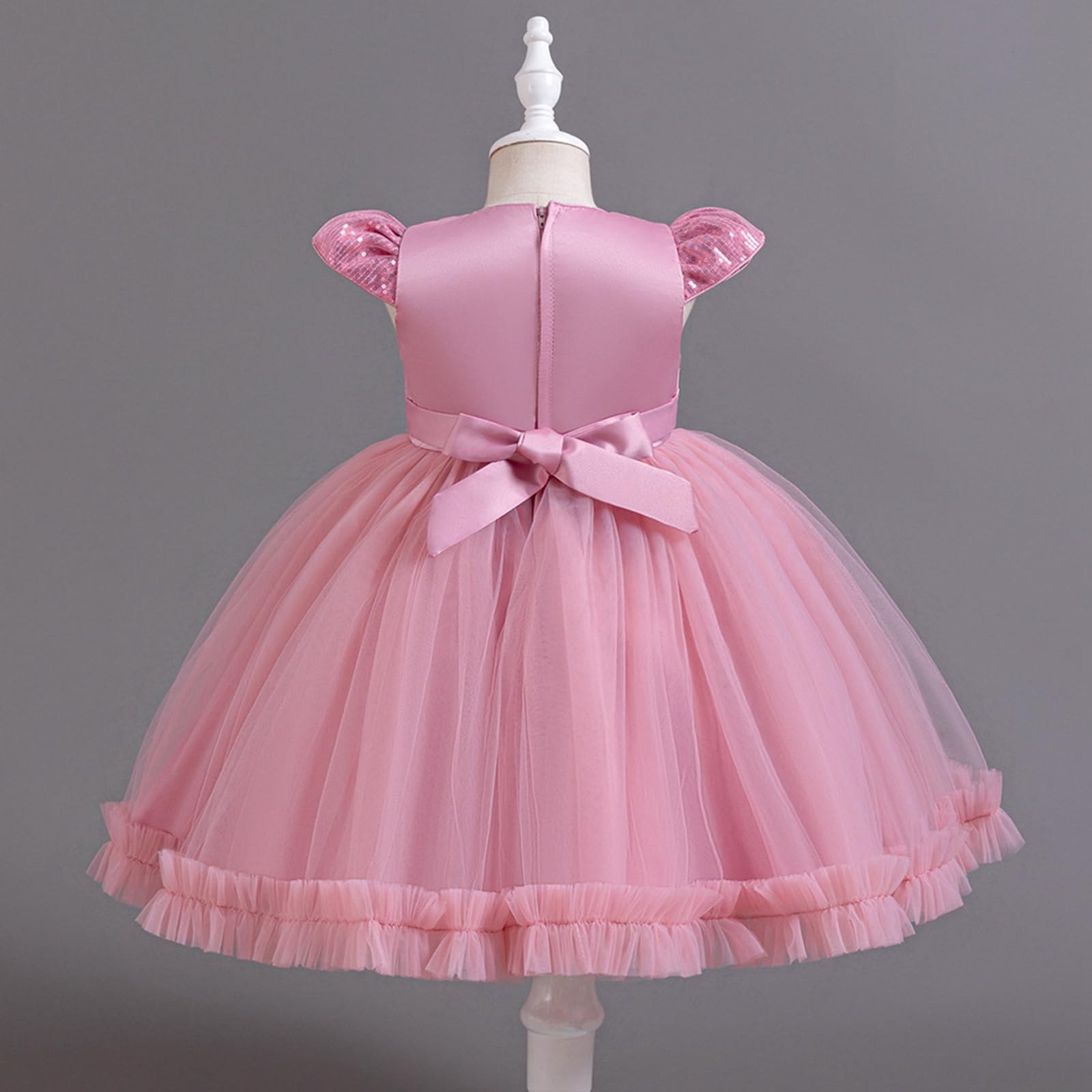 HLTYGWX Kleider Mädchen Kleider Kleider Rock Funkelndes Blumen-Partykleid für Mädchen Kurzarm Tutu-Kleid mit Glitzerdekorationen für Festliche Anlässe