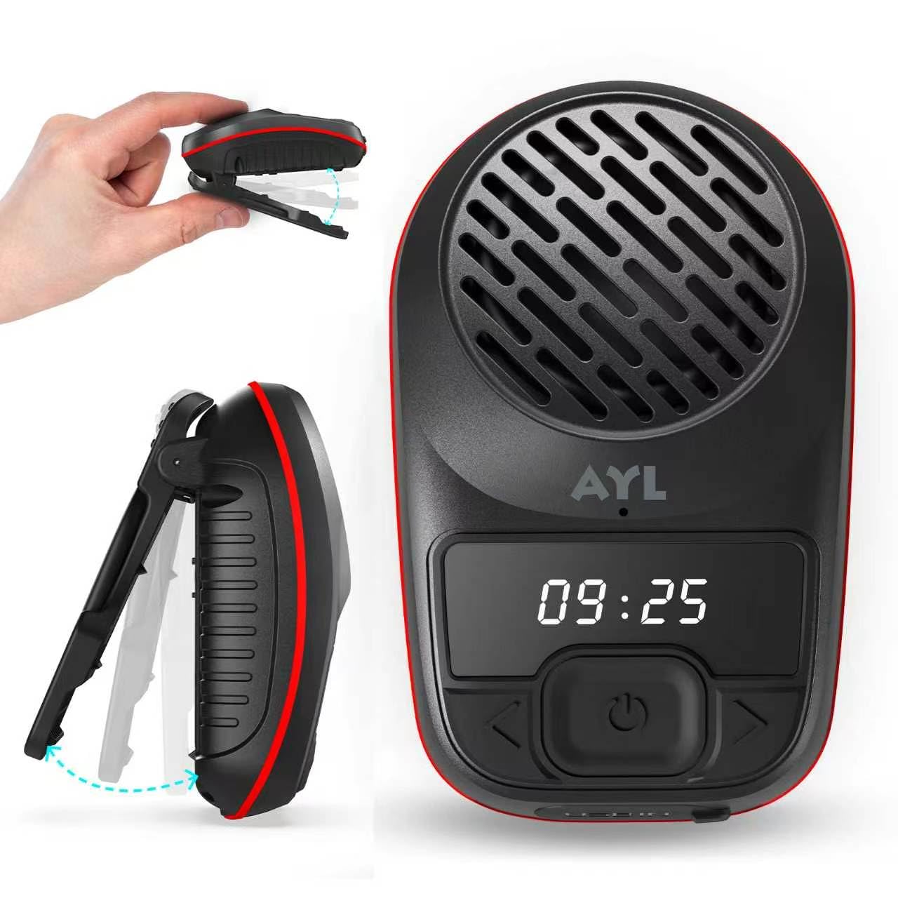 AYL Wearable Portable Bluetooth Speakers, Wireless Portable Speaker with Clip, Waterproof Clip-On (Non-Magnetic), Built-in Mic for Hands-Free Music/Calls for Work &amp; Outdoors, 10-Hour Playtime