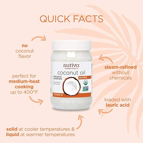 Miniatura 7 de Nutiva Aceites de coco orgánicos vírgenes y refinados al vapor | prensado en frío, sin refinar, orgánico USDA
