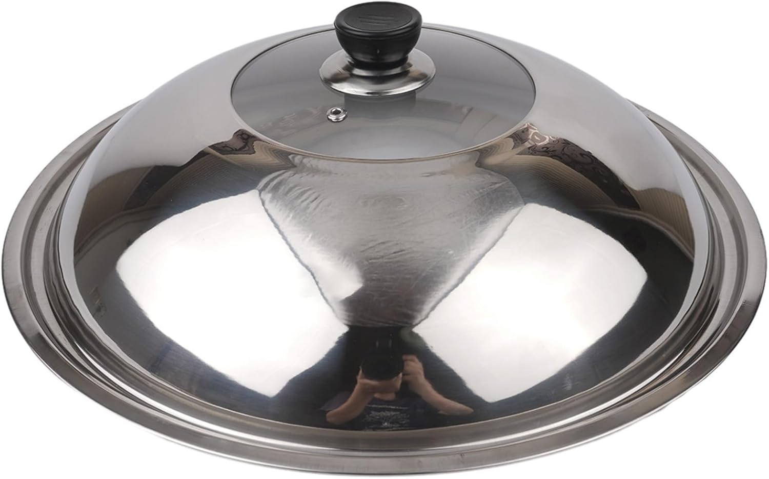 40 CM Stainless Steel Pots Lid Cover Fits Frying Pans/Pots/Woks, Stainless Steel And Tempered Glass Lid With Vent Hole And Handle
