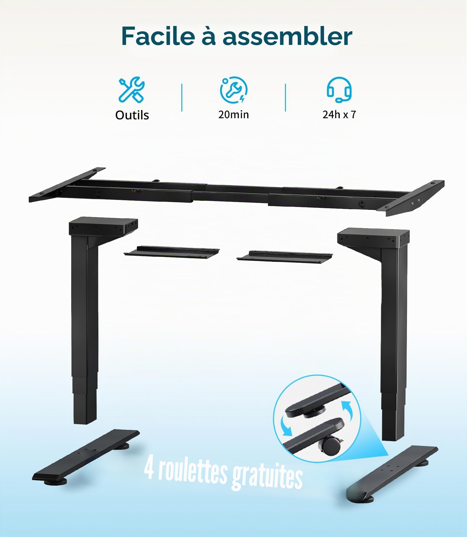 MAIDeSITe T2 Pro Plus Bureau Assis Debout Electrique Cadre de Bureau Réglable en Hauteur Électrique à 3 Colonnes avec Double Moteur, avec 4 Claviers à Mémoire Automatique, Capacité de Charge 160kg