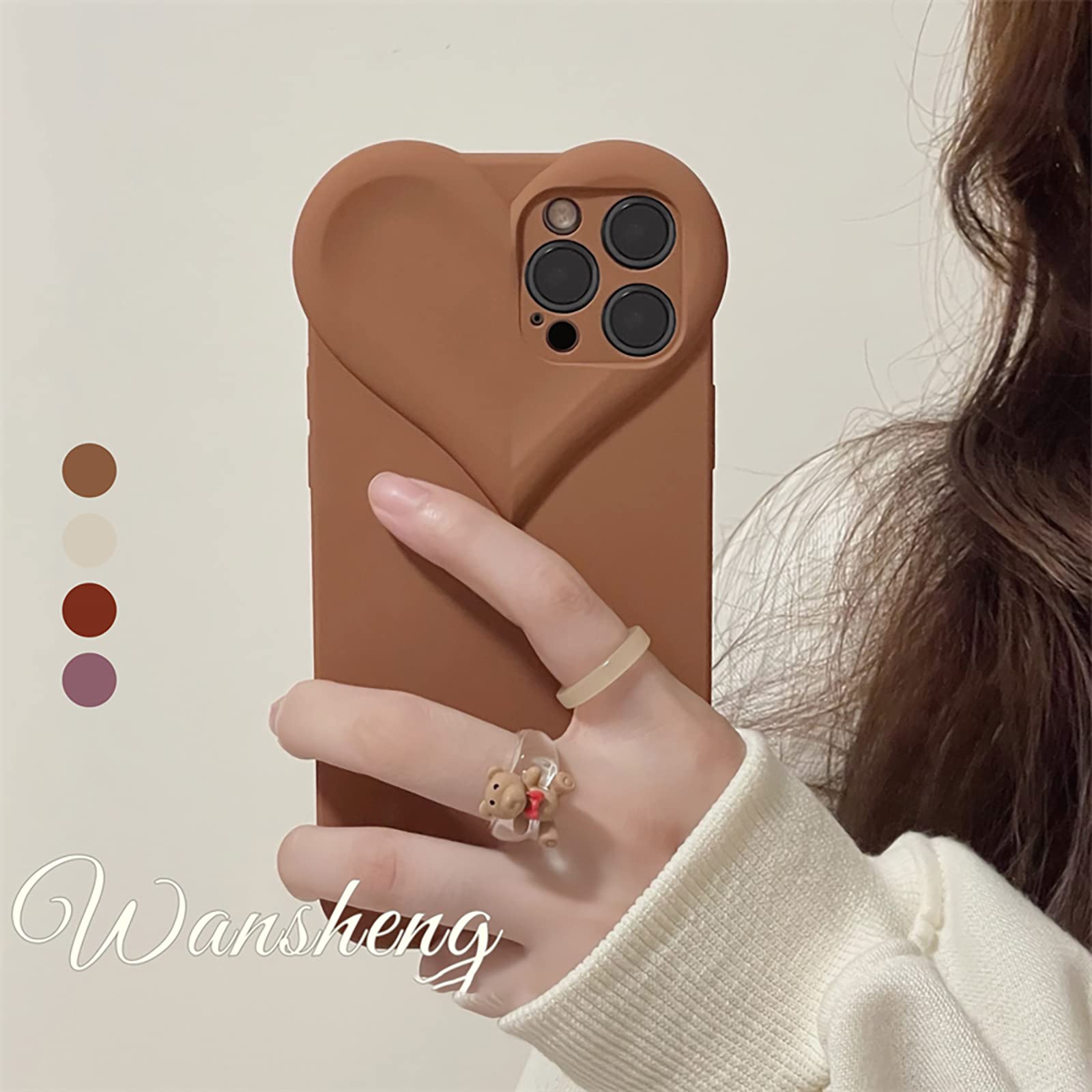 Custodia per iPhone 15 con pellicola protettiva [2 pezzi] per ragazza e donna, graziosa con cuore innamorato, morbida in silicone antiurto