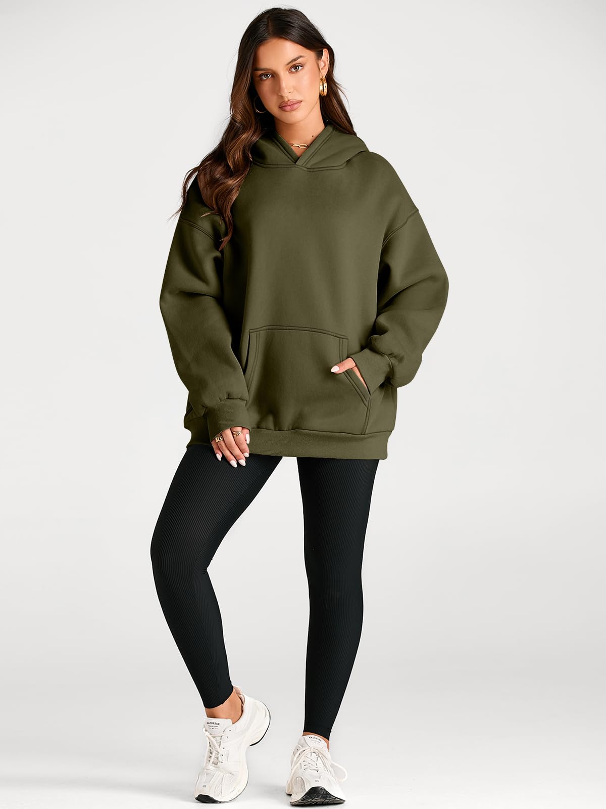 Trendy Queen Womens Oversized Hoodies Fleece Sweatshirts Fall Fashion Pullover Sweaters Winter Clothes: Army Green Large