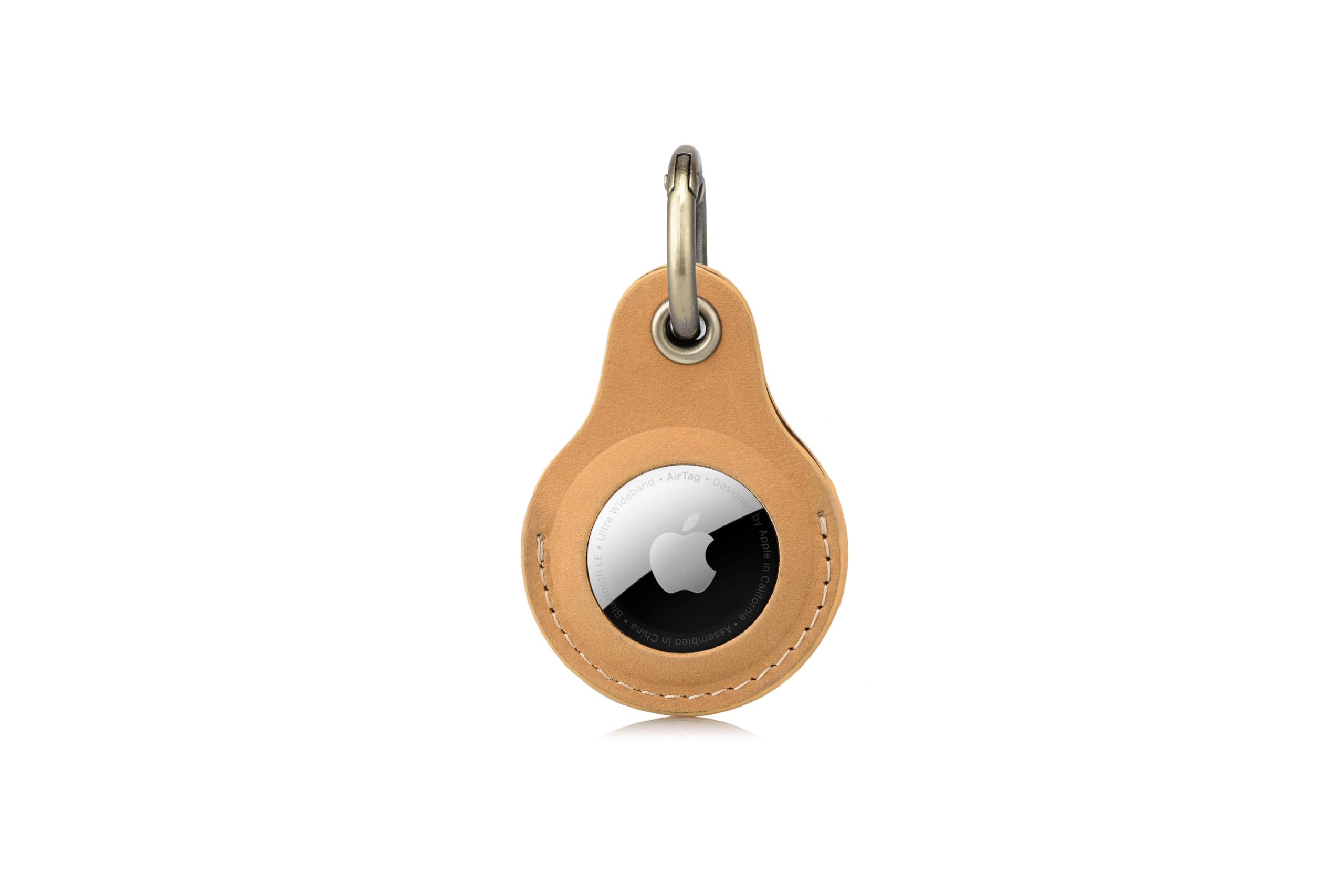 Habac Studio Tan Airtag Keyring Genuine Leather With Brass Key Tags. Airtag Holder For Luggage Gps Tracker Dog Airtag Case Key Organiser. Key Ring Gps Tag (Tan)