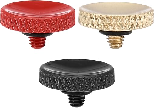 PATIKIL Camera Shutter Button, 3 Pack Soft Shutter Release Button Pure Copper Camera Button Knurled Suitable for Nikon for Fujifilm for Leica DSLR/SLR Camera, Red Matte Golden Black