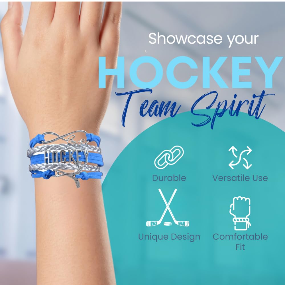 Hockey Charm Bracelet, Hockey Jewelry- Infinity Love Hockey Bracelet for Her