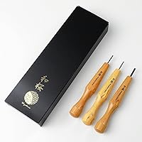 Vista 2 de Wazakura Kit de cincel de bonsái de 3 piezas con gubias redondas, bisel único sesgado y herramienta de separación en V, juego de herramientas