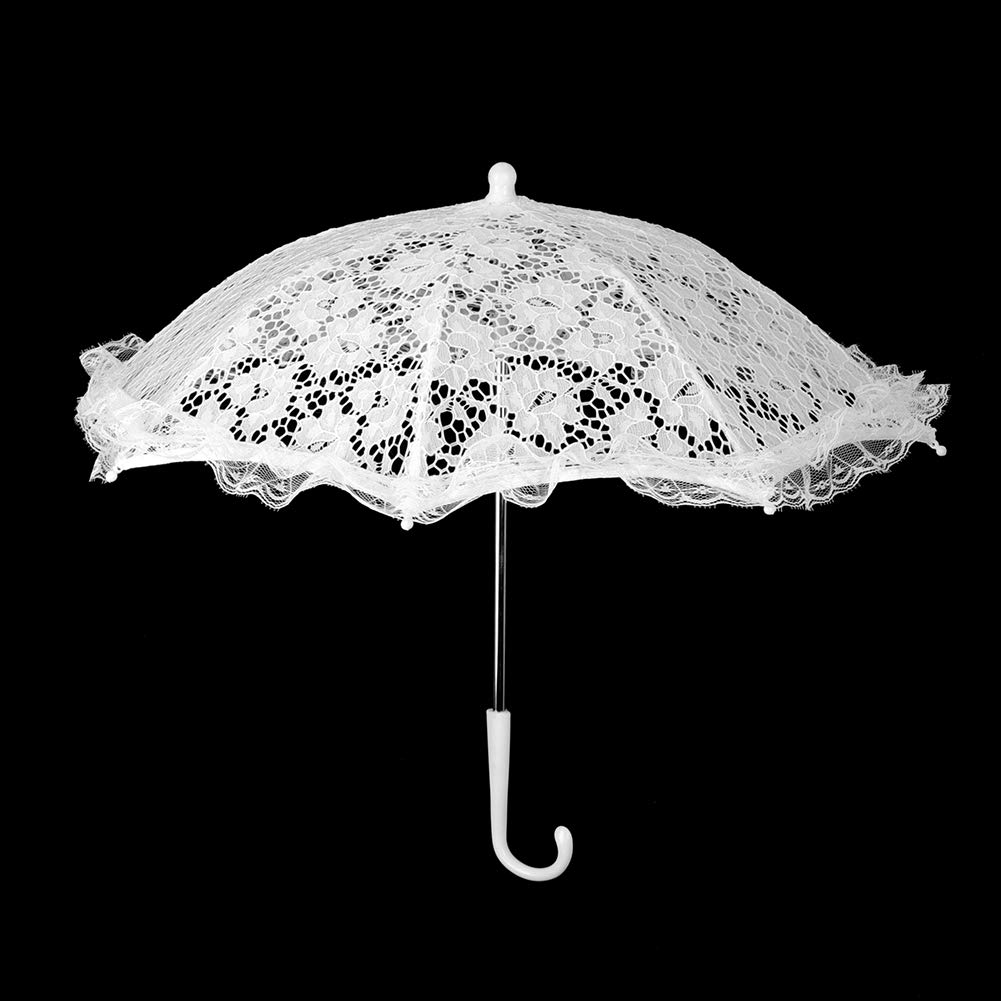 TOPINCN Biały ślubny koronkowy parasol parasol vintage wykonane kwiaty haft parasole romantyczne ślubne zdjęcie rekwizyty damski kostium akcesoria