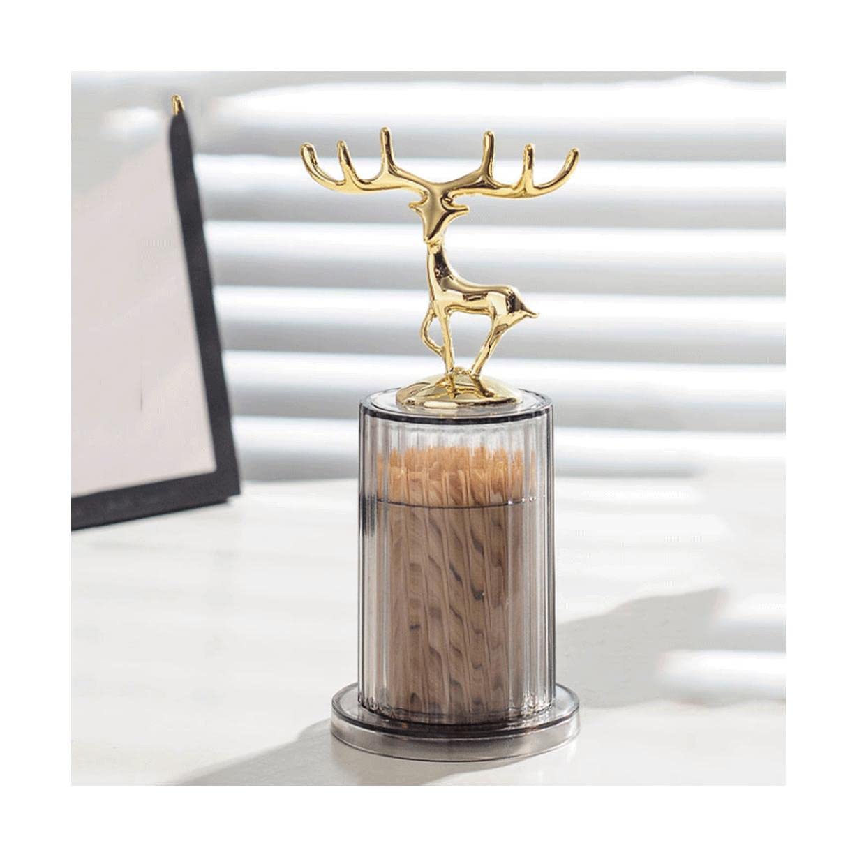 MRKU Toothpicks Dispenser Toothpick Box Holder Fashion Elk Shaped with Lid Container Cute Portable Container Chic