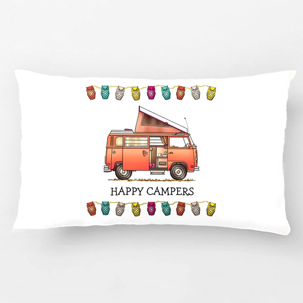Double-sided Print Campmobile Camper Van Throw Pillow Cases Decorative Cushion Cover For Couch Car Bed Polyester Cotton Fabric 12"x20"Inch