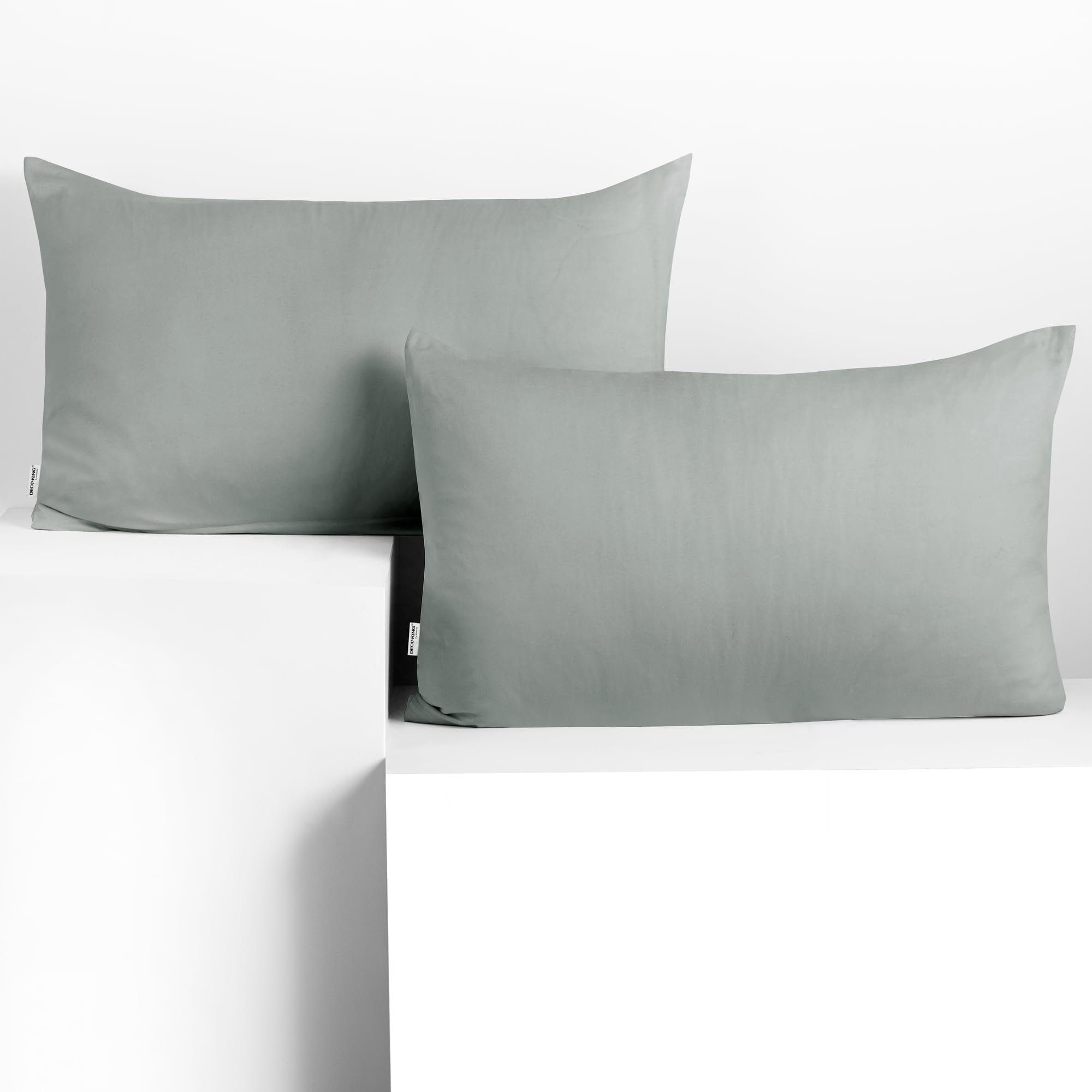 DecoKing 2 Pillowcases 50 x 60 cm Jersey 100% Combed Cotton Zip Steel Silver Grey Amber
