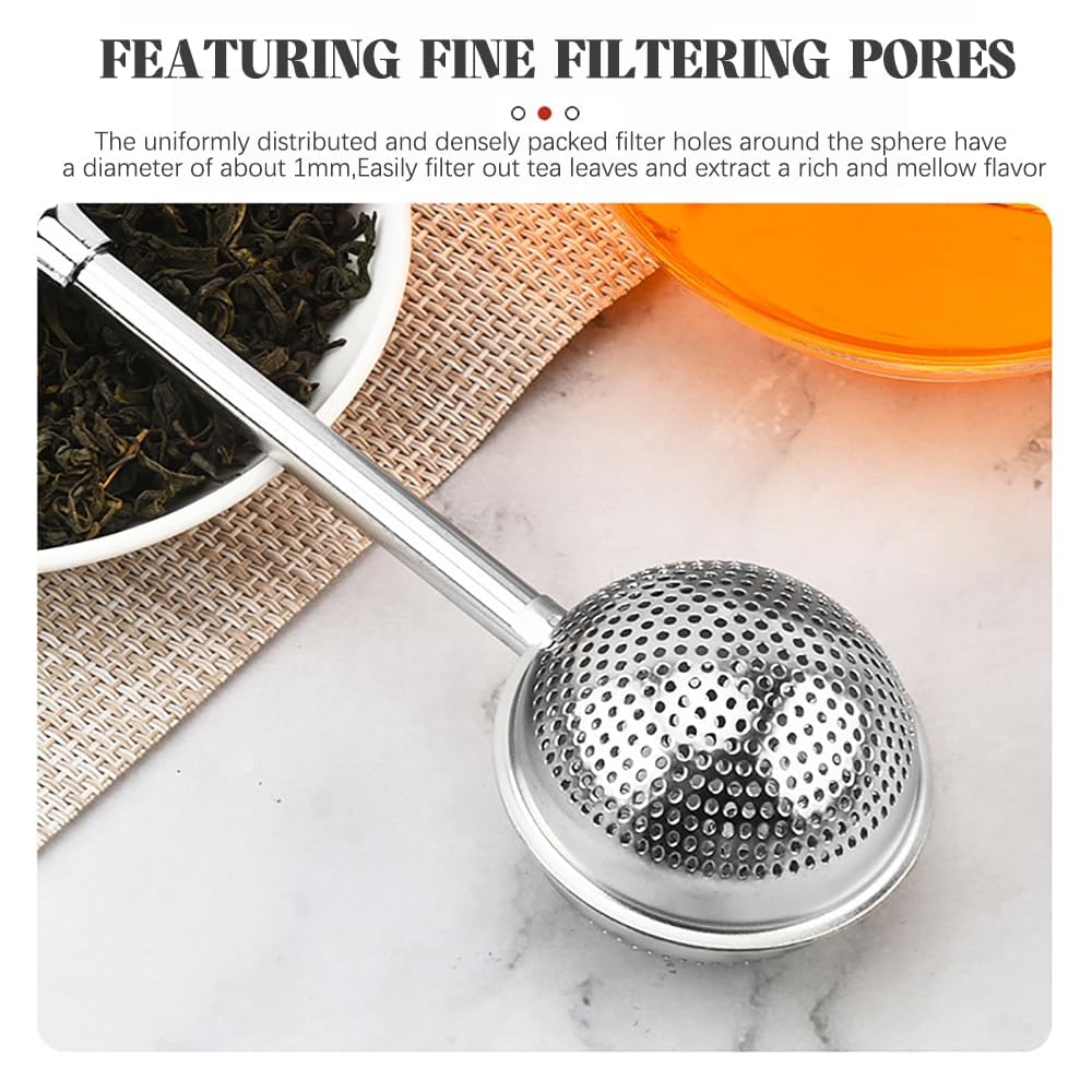 2 Piezas Infusor de Té en Acero Inoxidable Bola de Té con Mango Ergonómico para Hierbas y Especias Incluye 2 Cepillos de Limpieza Ideal para Té Suelto (1)